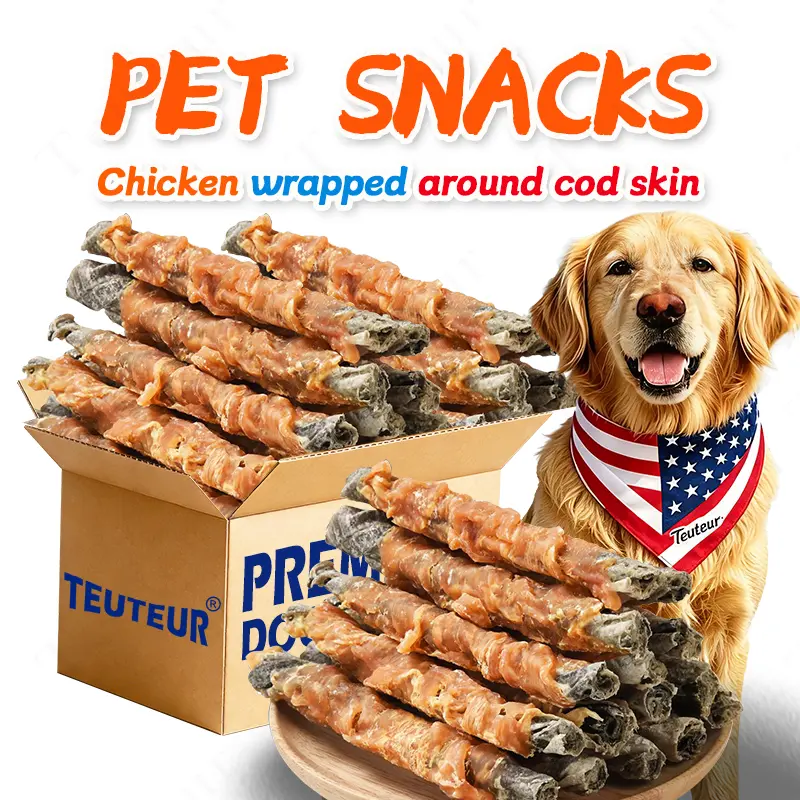 Chicken Wrapped Cod Skin Dog Treats for Small Dogs Puppies, Long Lasting Chew Sticks, Natural Pet Snacks, Training Reward Treats, High Protein Dental Chews, Crunchy Puppy Treats for Teddy Corgi Poodle Golden Retriever, Tasty Dog Snacks Bulk Pack