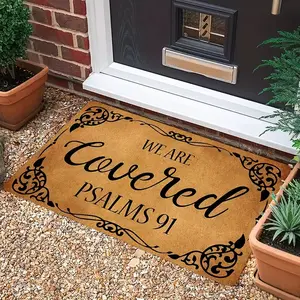 Doormat Featuring Psalm 91 with an Anti-Slip Backing - Designed with The Phrase 'We Are Covered', Suitable for Outdoor Decor, Ideal for Indoor Entrances Or Bedroom Decoration, Decorative And Durable Mat