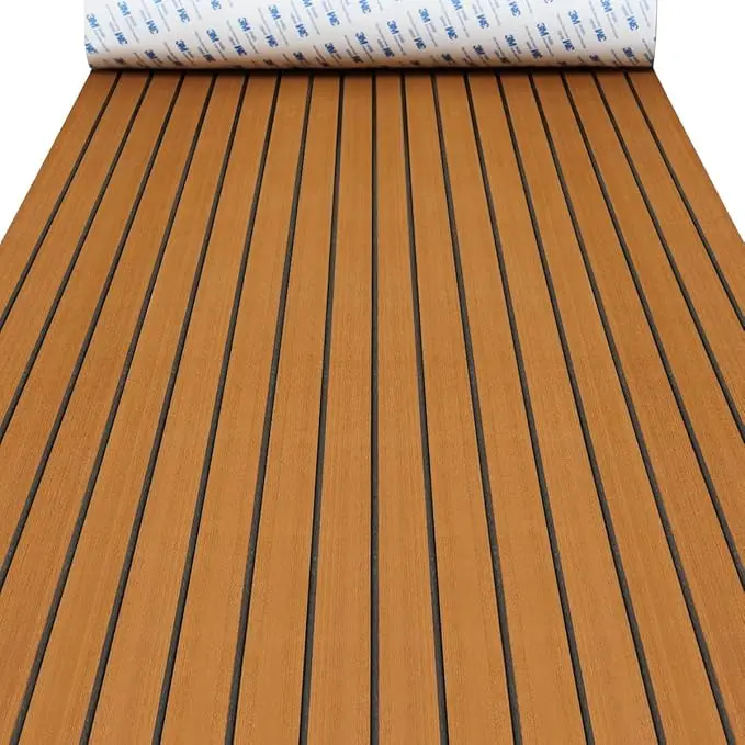 【Non-Slip EVA Foam Decking】Faux Teak Upgrade for Boats, RVs , More! Perfect for Marine Flooring, Swim Platforms, Yachts, Golf Carts,Trailers. Waterproof , Durable