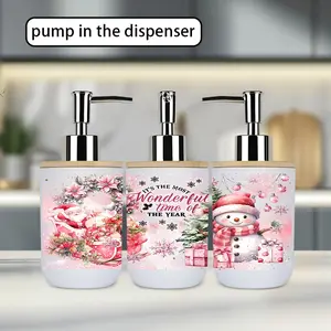 1pc Christmas-themed dispenser,  dual-function toothbrush cup dispenser - reusable for shampoo, shower gel, bathroom, and kitchen use Bathroom Accessory A perfect Valentine's Day/Christmas gift (assembly required; parts are inside the cup)