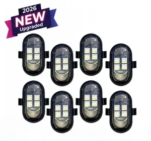 【2026 Upgraded】New RGB LED Ambient Light Set 4PCS/8PCS, Multi LED Car Interior Decoration Lights, 8 Color Mood Lighting for Dashboard Footwell Under Seat Exterior Accent Decor, Type-C USB Rechargeable Vehicle Accessories