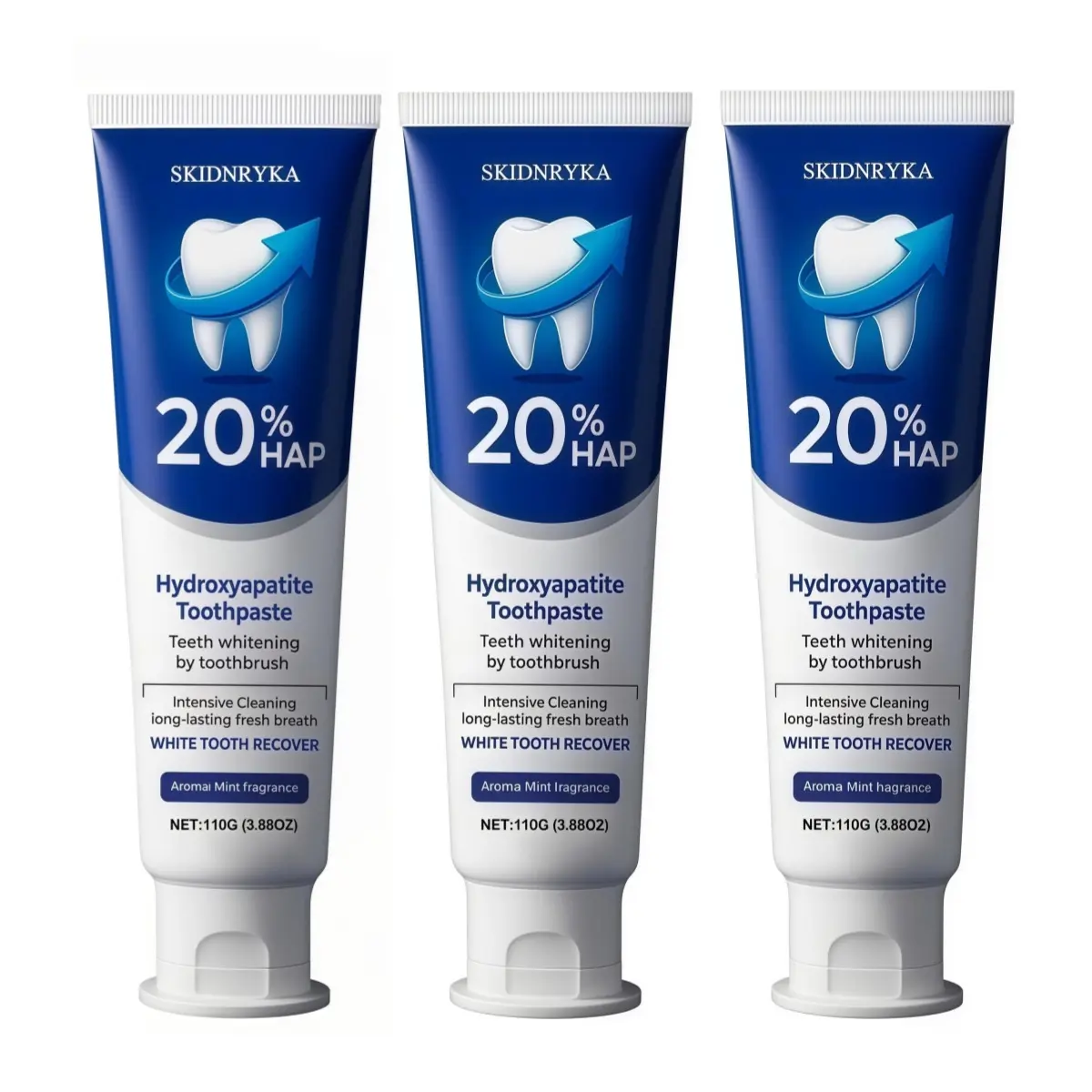 SKIDNRYKA 20% Hydroxyapatite Whitening Toothpaste, deep cleaning and teeth whitening, fresh breath, daily oral care and health, travel portable pack, unisex