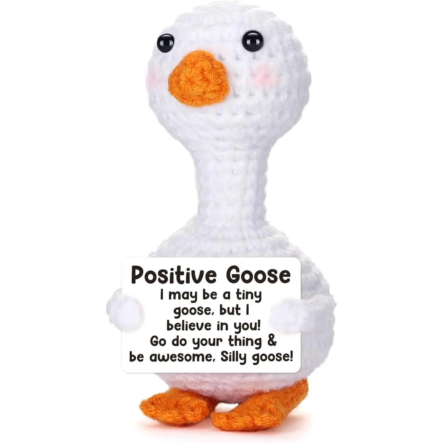 Positive Goose Christmas Stocking Stuffers Gifts for Teen Girls White Elephant Gifts for Women Kid Birthday Xmas Basket Gift for Daughter Friend Emotional Cheer Support Crochet Animal Desk Decor