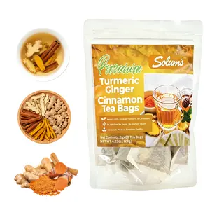 Turmeric Spiced Herbal Tea Bags, 60-Bag Value Pack with Ginger & Cinnamon - 100% Natural Pure Powdered, Additive-Free, Vegan, Keto, Caffeine Free, Dairy-Sugar-Gluten Excluded - Herbal Remedy for Christmas, Thanksgiving,summerwins