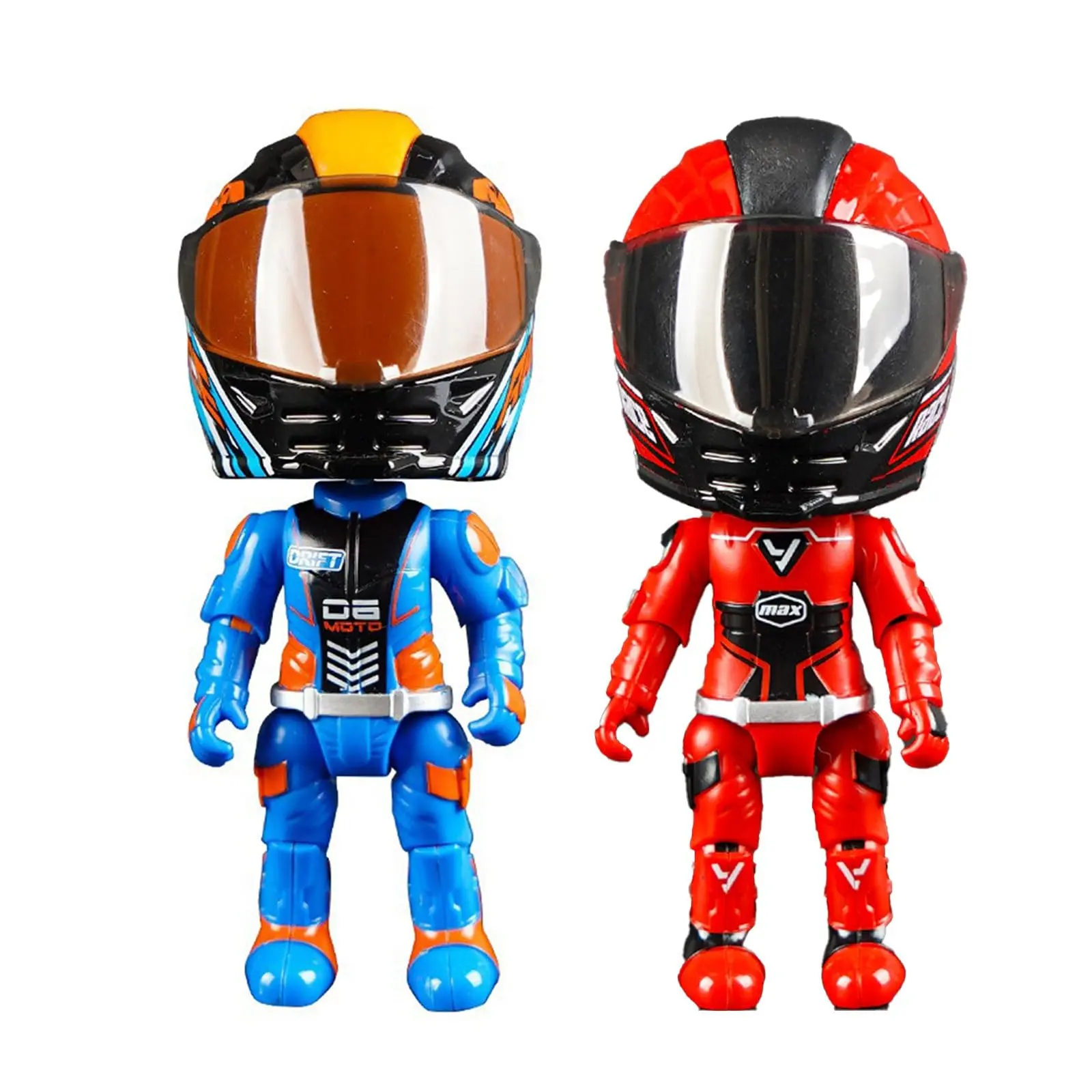 Motorcycle helmet action figure with movable joints, folds flat for storage inside the helmet, transformable racer, indoor leisure, suitable for motorcycle enthusiasts and collectors. (motorcycle not included)