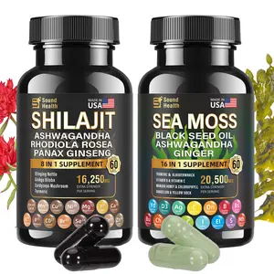 Sea Moss and Shilajit Bundle 120 capsules All-in-One Multivitamin Combo Energy Supplement Fitness Healthcare Dietary; with Seamoss, Black Seed Oil, Ashwagandha, Turmeric.