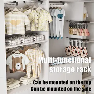 Aluminum Alloy Pull-Out Extendable Pants Rack, Sliding Wardrobe Storage, Space-Saving Closet Organizer for Pants Jeans Clothes