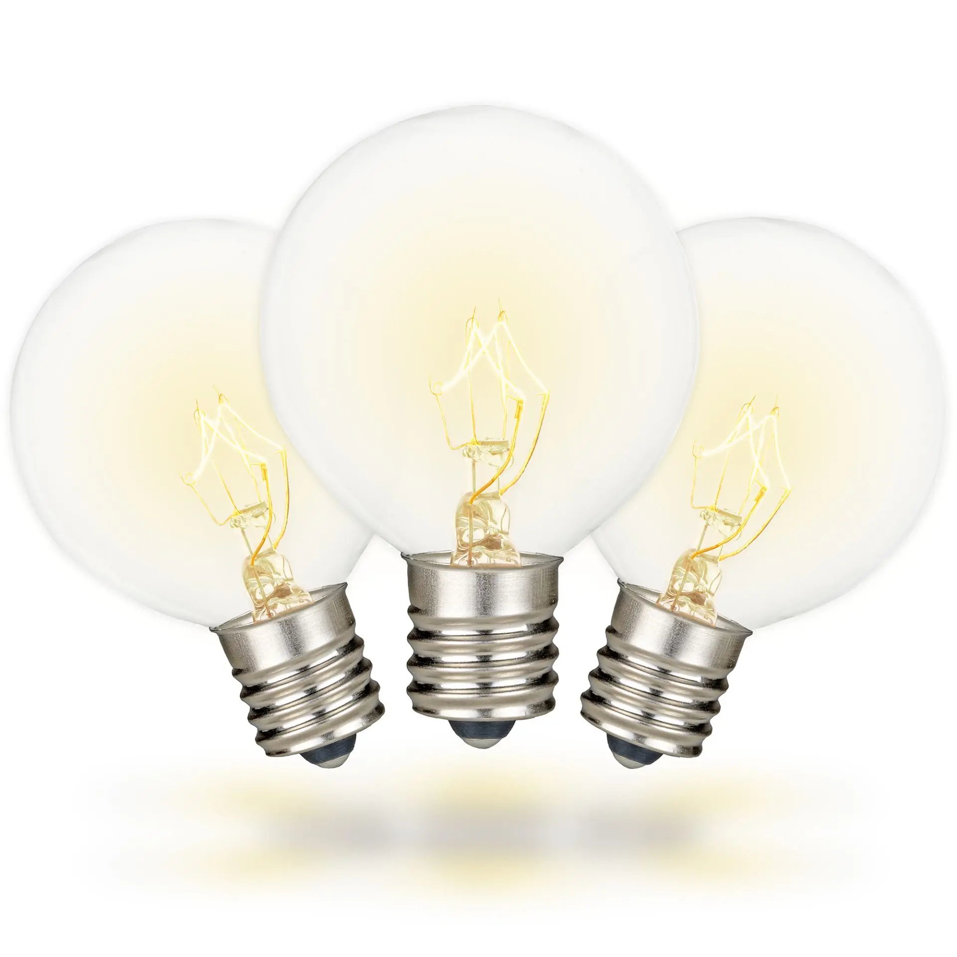 Festive Living 25 Pack G50 Vintage Clear 7 Watt Bulbs – 130V Incandescent Replacement Bulbs for C9/E17 Intermediate Base, Long Life 3000 Hour Globe Bulbs, Indoor/Outdoor Use