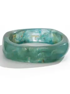 Women's Resin Bracelet & Metal Cuff Set, Stackable Wristband Accessories, Random Resin Color, Elegant Minimalist Bangle, Wavy Cuff Bangle, Stackable Bracelets, Fashion Jewelry