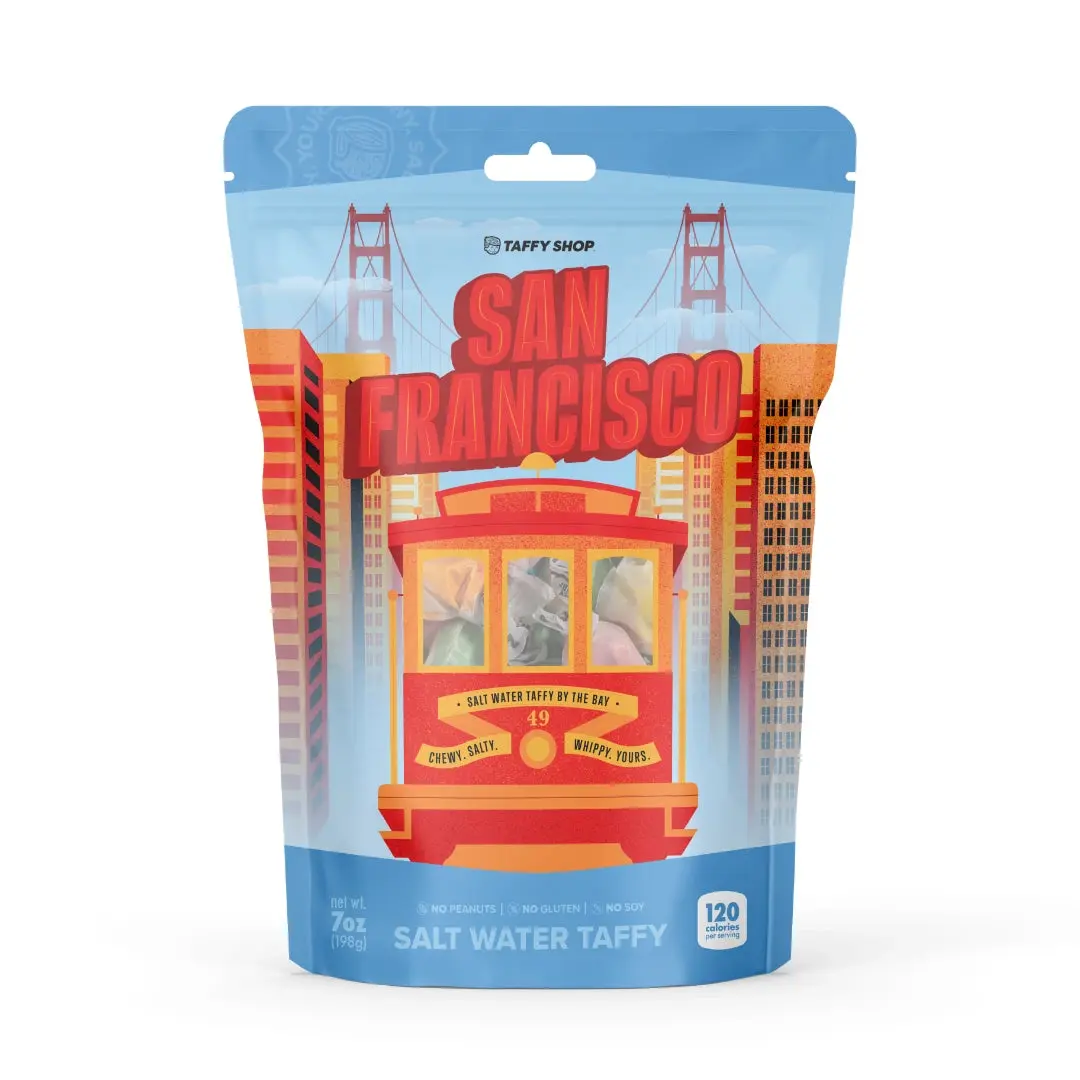 Taffy Shop, San Francisco Salt Water Taffy Bag 7oz - Gourmet Soft, Sweet & Chewy Candy