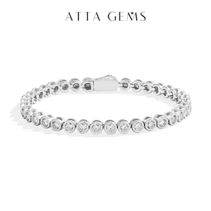 ATTAGEMS Round Cut 3.0MM bubble Tennis Bracelet Lab-Created Moissanite for Women 925 Sterling Silver Sparkling Bracelets Fine Jewelry Travel Party Gift  B051