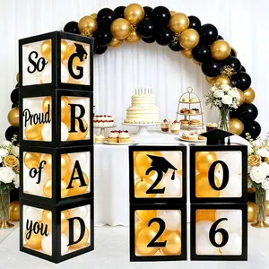 Graduation Decorations 2026 Set of 4 Boxes with 20Pcs Balloons and Letters 2026 GRAD so Proud of You - Class of 2026 Party Supplies for High School & College Celebrations OXSHHGF