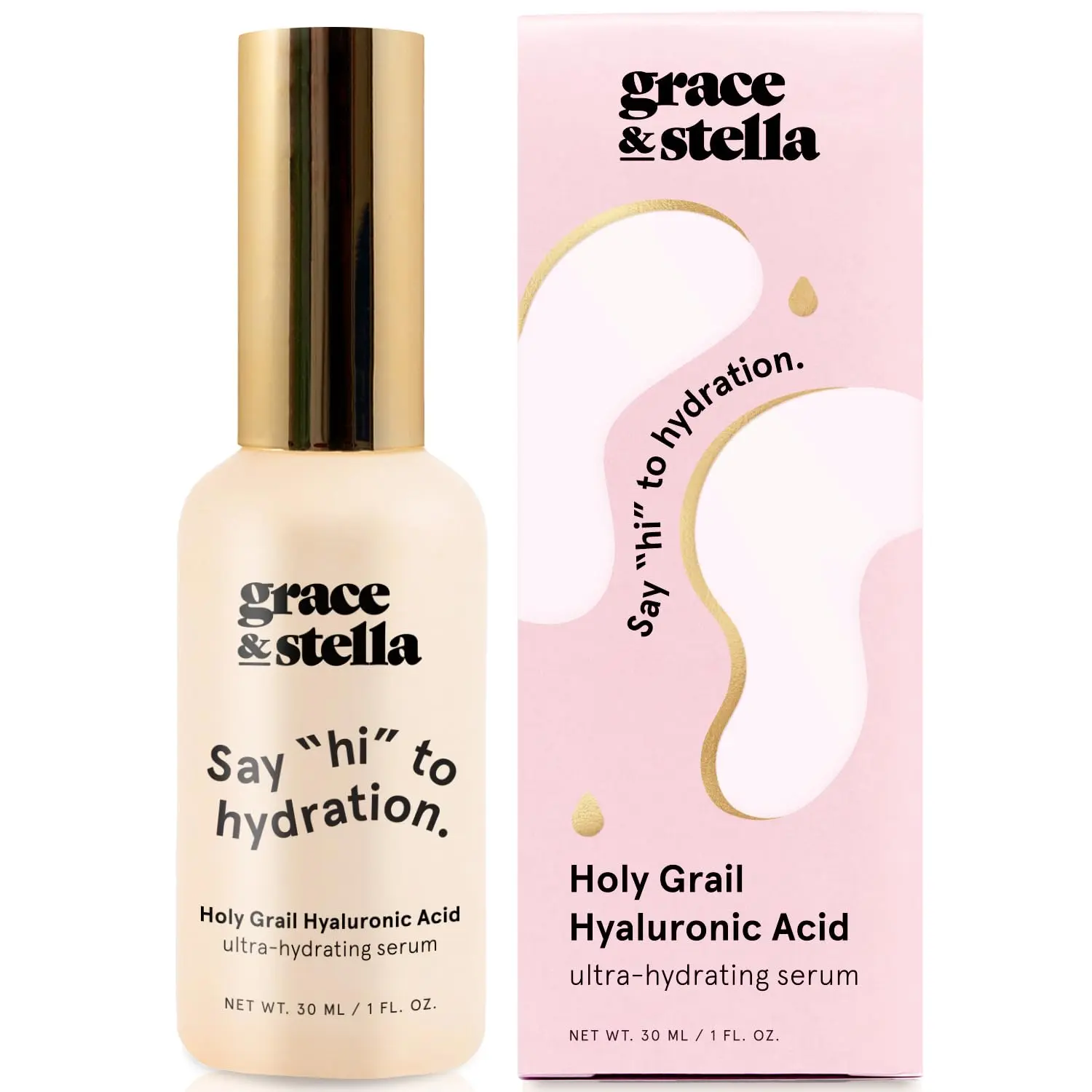 Hyaluronic Acid Serum – Glass Skin | Hydrating Face Serum for Dry Skin, Plumping Moisturizer for Glowing Skin | Lightweight Hydration Booster for Smooth Radiant Skin, Anti Aging Skincare, Routine Essential by grace & stella