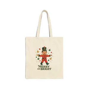 Nutcracker Soldier Merry and Bright Tote Bag | Christmas Holiday Canvas