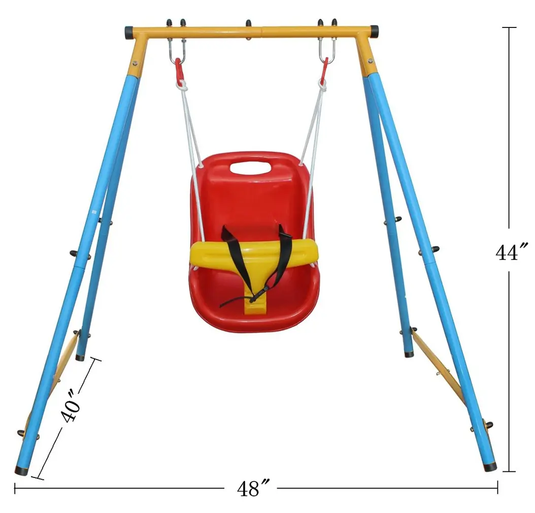 Heavy-Duty Steel Infant-Toddler Swing Set with Swing Seat and Safety Belt, Backyard Indoor/Outdoor Playground Equipment for Toys & Hobbies, Sports & Outdoor Play