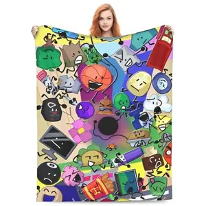 BFDI Blankets Battle for Dream Island Vintage Throw Blanket for Home Bedspread Travel Blanket, Ultra Soft Cozy Flannel Blanket All Season Light Weight Living Room/Bedroom Warm Blanket