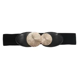 OIDEA Women's Adjustable Elastic Wide Waist Belt for Dresses - Round Buckle PU Leather Belt with Alloy Accents, Stretch Band Fit for Feminine Outfits, Party & Formal Wear, Adjustable Waist Belt summerwins,summerwins