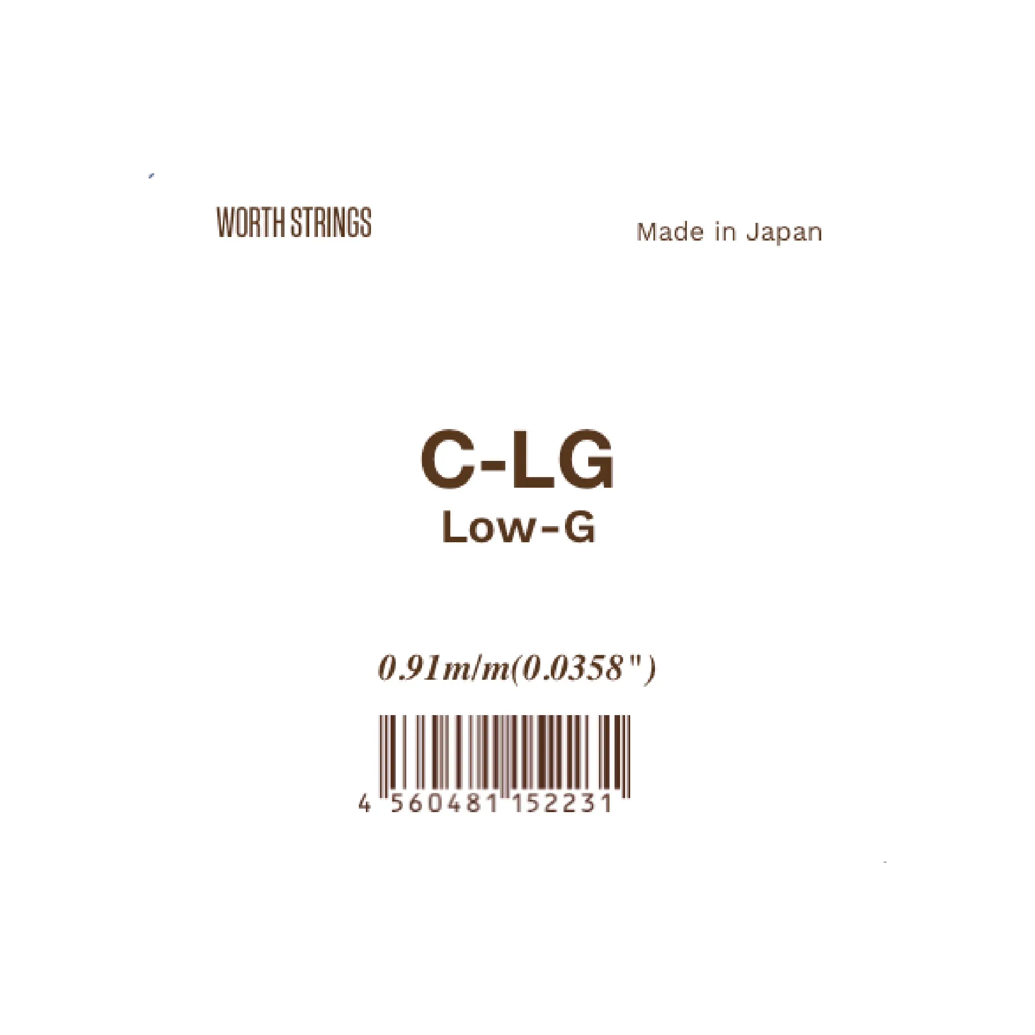 Worth Clear Fluorocarbon SINGLE STRING Low G Tenor/Concert/Soprano Ukulele String UNWOUND LOW G