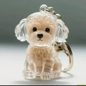 2026 Hot Selling Transparent Pet Hair Storage Box Pendant Keychain - Cute Sitting Pose, with Chain - Suitable for Dog Owners - Made of Acrylic, can be used to store keys, bags, for home or travel use - A sturdy and durable pet keepsake gift for dog lovers