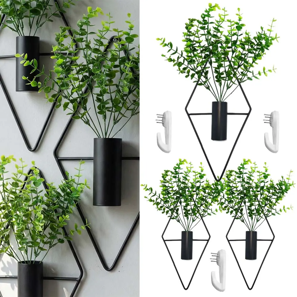 [6pcs Set] 3pcs Wall Plants Artificial Decor, Home Office Living Room Wall Decor(Eucalyptus), with 3pcs Wall Hanger Hook table decoration graduation gift yard tiktokshopspringglowup backyard outdoor accessories funky