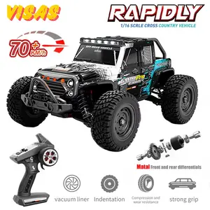 VISAS 70km/h Remote Controlled Car,Brushless 1:16 Waterproof RC Cars,4WD All Terrain Offroad RC Truggy RC Truck Crawler for Adults 2 Batteries