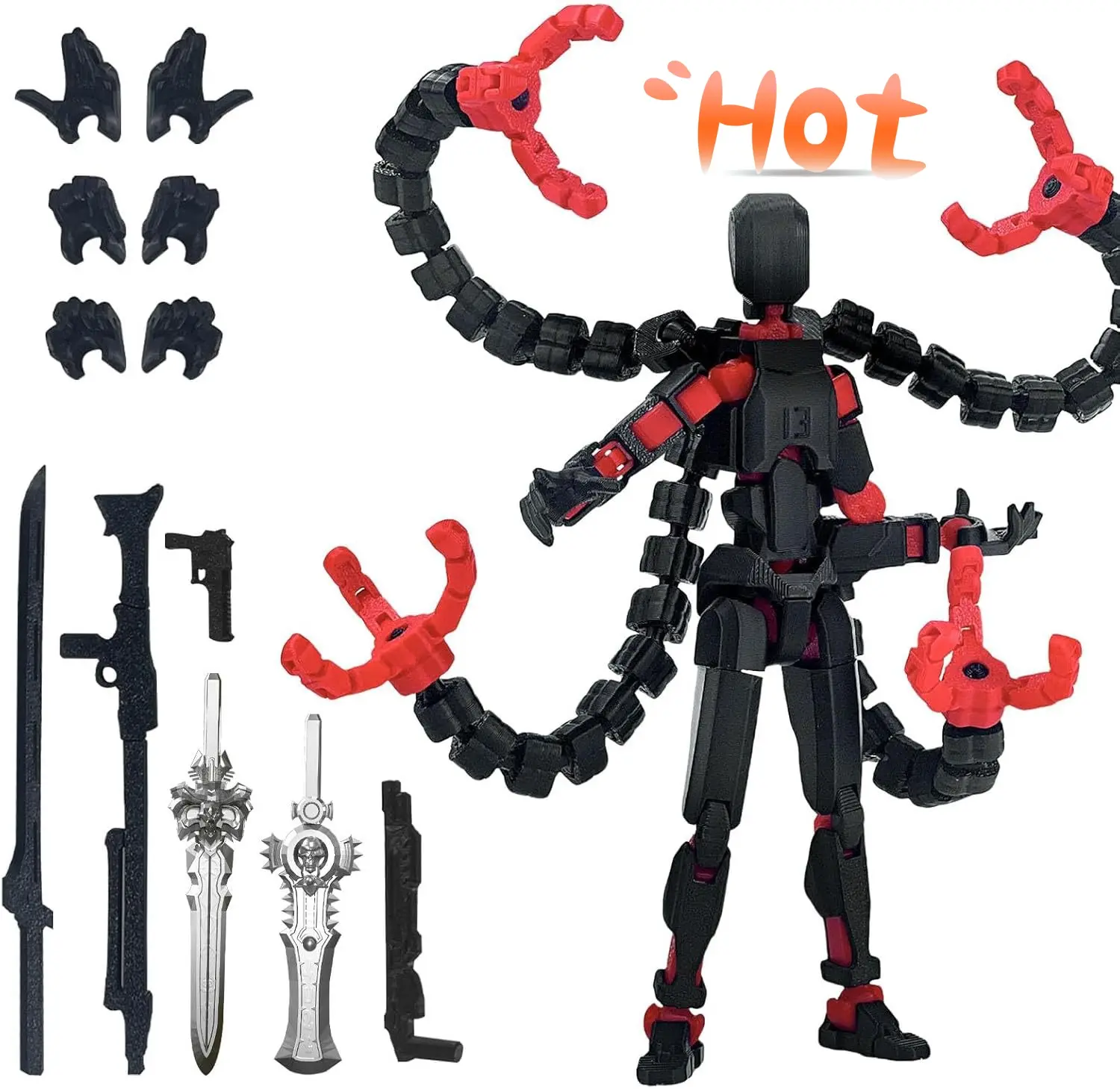 Completed T13 Action Figure 3D Printed Multi-Jointed Movable Lucky 13 Dummy 13 Nova 13 Robot Model Desktop Decor for Game Lovers