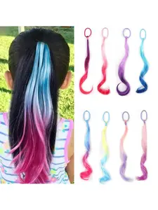 Ponytail Extension Colorful Wavy Hair Tie High Elasticity Rubber Band Ponytail Hair Accessory
