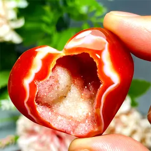 1pc carnelian crystal heart geode cluster red agate heart-shaped crystal cluster for halloween, christmas gifts, home decor, party decor
