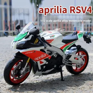 1/12 Alloy Aprilia Motorcycle Model Vintage Street Bike Simulation Sliding Boy Gift, Realistic Retro Motorbike Toy for Kids