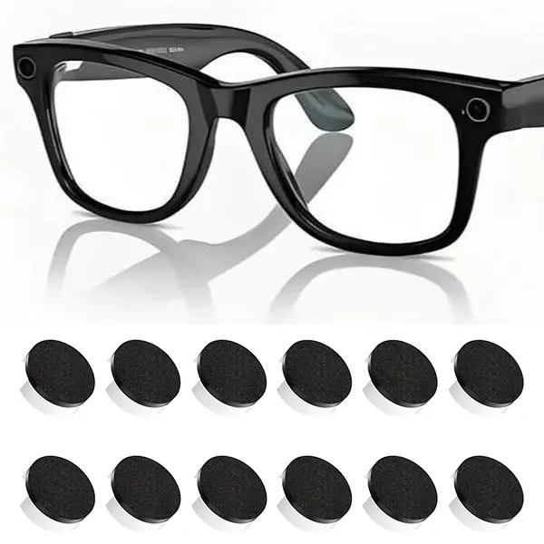 12 Pcs LED Light Blocking Stickers, Camera Accessories for Gen 2 Wayfarer Fit Ray-Ban Meta Wayfarer/Skyler/Headliner & Oakley Meta HSTN Smart Glasses, Low-Tack Restickable Blackout Covers, No Battery Needed