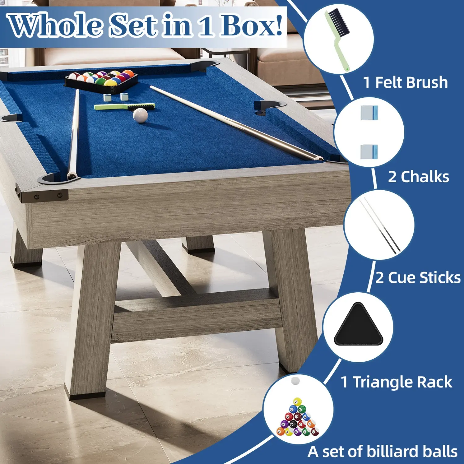 7' Wood-Finished Pool Table, Professional Billiard Table, Game Table, Game Table Set for Adults And Families