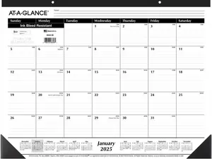 AT-A-GLANCE 2025 Desk Calendar, Desk Pad, 21-3/4" x 17", Large, Ruled Blocks, Monthly