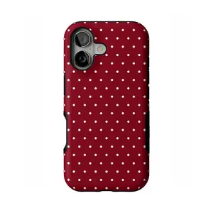 Casely iPhone 16 Case | On the Dot | Maroon Polka Dot | Bold Protective Design | Compatible with MagSafe
