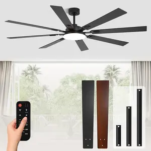 72 Inch Ceiling Fans with Lights and Remote, Dual Color 8 , Bedroom Living Room Office Library Cafe Outdoor Industrial, 5CCT Dimmable, 6 Speed Reversible Quiet DC , Black/ Grain