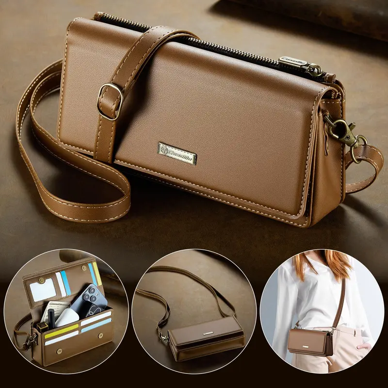 Multi-functional Phone Wallet, Large Capacity Phone Case with RFID Shielding & Removable Wrist Strap, Magnetic Closure Phone Case for iPhone & Samsung Galaxy