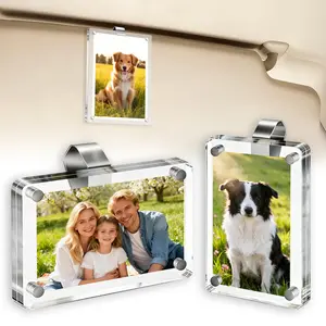 2 Pack Car Visor Magnet Photo Clip,Clear Nonslip Strong Magnetic for Photo Car Visor Clip,Auto Accessories &Couple/Pet Photos -Universal Fit Family Road Trip Memories,polaroid  car  clips