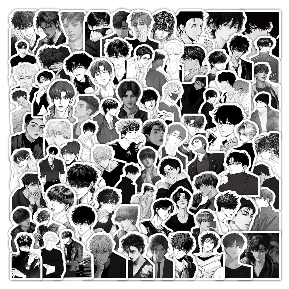 103 Pcs Black & White Handsome Guy Stickers - Stylish Decor for Journals, Phones, Cellphone, Luggage & DIY Crafts