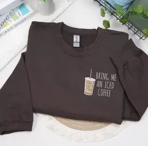 Custom Iced Coffee Embroidered Sweatshirt, On The Rocks Crewneck