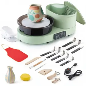 Pottery Wheel For Adults, 11-Inch Aluminum Turntable, 450W Electric Table-Top Pottery Wheel With Foot Pedal, 30-300 RPM Adjustable Speed, Aluminum Body, Beginner Friendly, Low Noise, Durable Build, DIY Clay Art Craft, Green