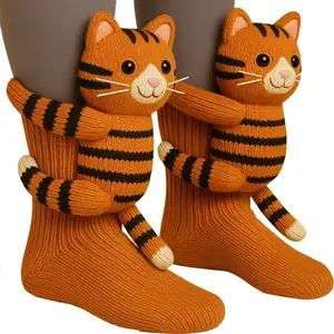 3D Knit Animal Socks Sloth Sock For Adult Kids Novelty Animals Hug Hand Crocheted Warm Sock For Christmas Gifts
