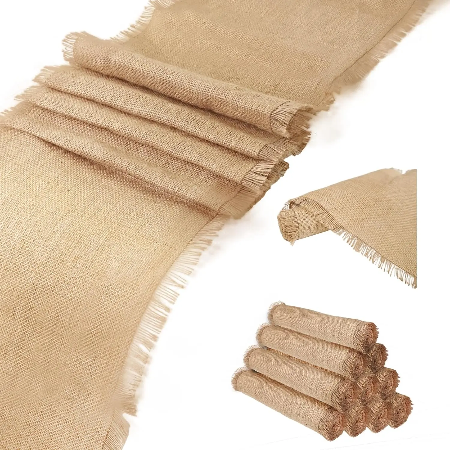 18 Pcs Burlap Table Runners Bulk 12 x 71 Inch Khaki Farmhouse Burlap Tablerunner Country Rustic Jute Table Decorations for Wedding, Birthday, Holiday Party,Banquet, Kitchen Dining Supplies
