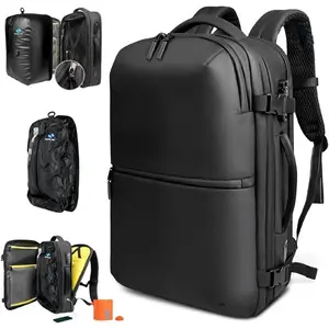 Vacuum Backpack Travel with Pump & Detachable Vacuum Bag, Smooth Airtight Zippers, Durable, 30-60L Large Capacity Expandable Carry  Backpack, TSA Lock, USB Port, for Business, Travel