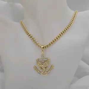 Gold Chain 542 with Dije 973 - Elegant Anchor Pendant Necklace for Men and Women