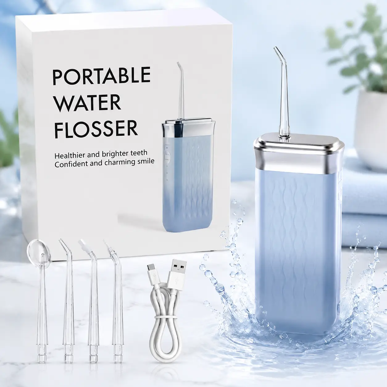 Mini Water Flosser for Travel, Cordless Oral Irrigator IPX7 Waterproof, 180ml Large Tank Portable Dental Cleaner, USB Rechargeable, Multi-Mode Teeth & Gum Care for Braces & Sensitive Teeth