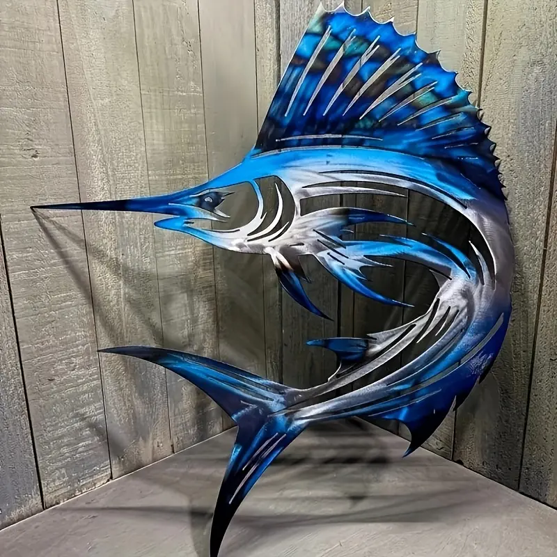 [Metal Sailfish Wall Art] Nautical Metal Sailfish Wall Art Decorative Wall Art - Artistic Chic Ocean Inspired Design Ocean Fisherman Theme Decor for Living Room & Outdoor, Ideal Gift for Father's Day, Wedding, Party & More, Wall Decoration