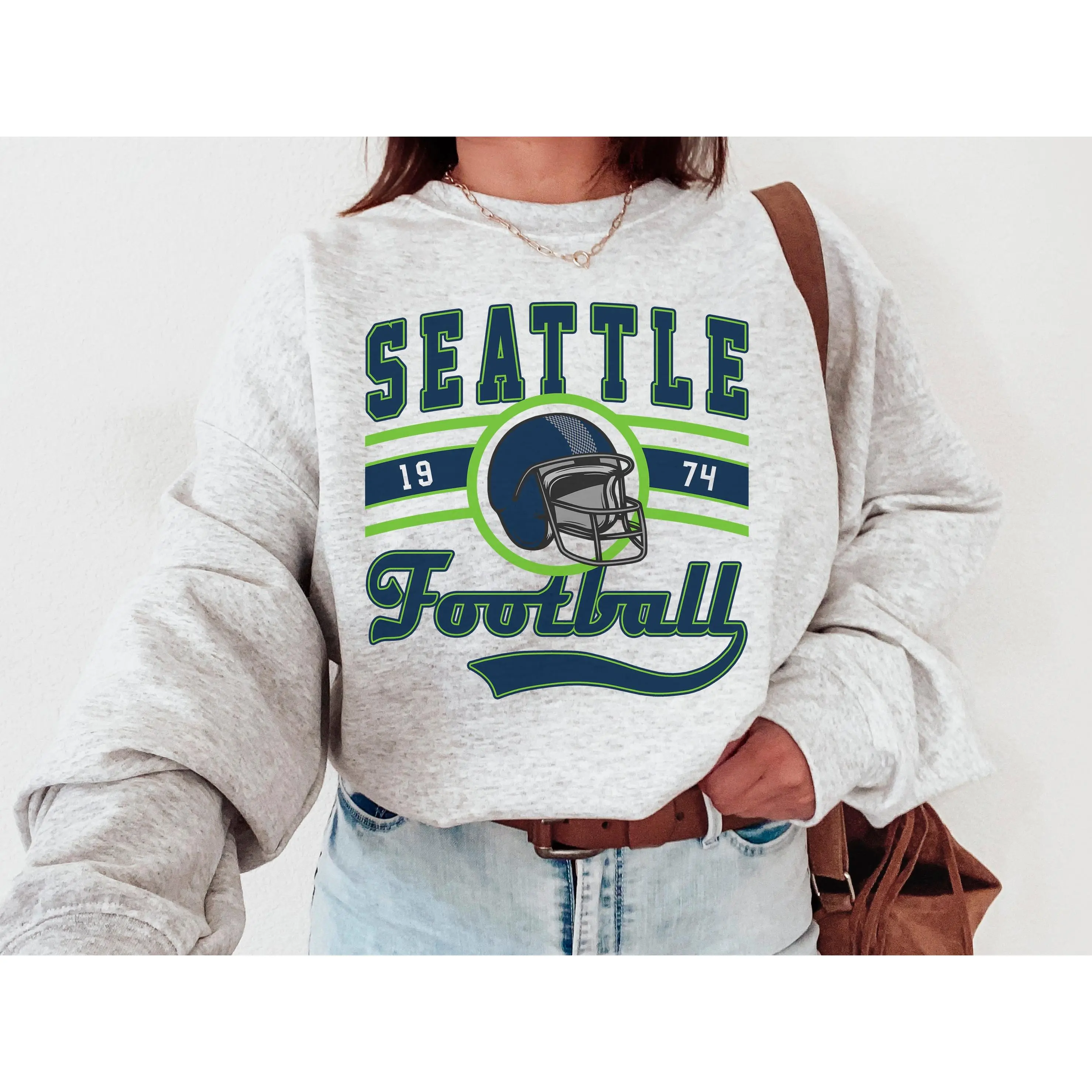 Seattle Football Crewneck Seahawks Sweatshirt Vintage Seattle Football Crewneck Sweatshirt Seattle T-Shirt Retro Seattle Football