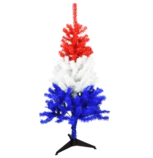 4ft Red White and Blue Patriotic PVC Indoor Artificial Tree, Home Decor, Living Room Decor, Ornaments, Independence Day Accent