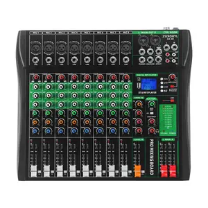 Pro DJ Mixer 8 Channel Audio Mixing Console - smartphone Bluetooth USB Sound Board with 48V Phantom Power for Podcast Streaming Karaoke Studio Recording