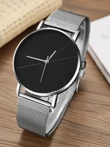 1pcs/set of simple and fashionable mesh strap watch, men's watch, student gift, vintage quartz watch