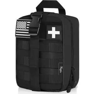 1000D Military Grade Tactical Nylon Heavy-Duty Ripaway IFAK Bag - Multi-Pockets, Quick-Access Molle Organizer for Home, Outdoor Activities (EMT Medical Utility Use, Bag Only)